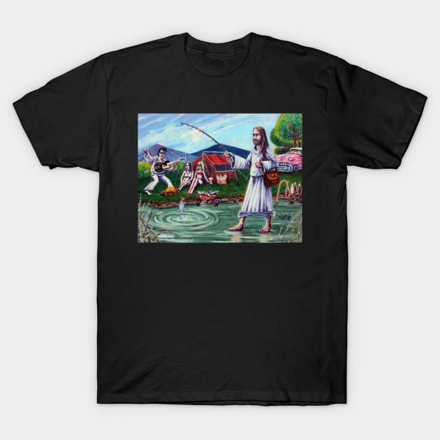 'ELVIS & JESUS CAMPING' T-Shirt by jerrykirk